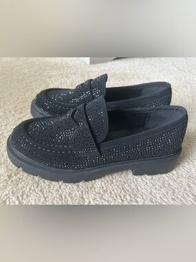 Forever Link Black Rhinestone Loafers
